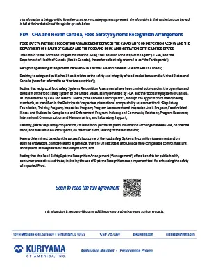 FDA & CFIA Recognition